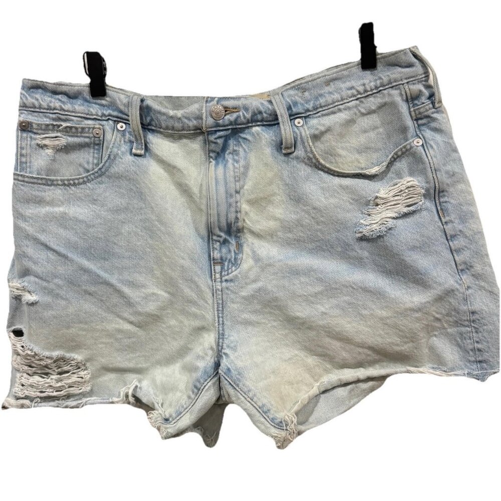 Madewell Relaxed Mid Length Denim Shorts 32 Distressed Denim‎ Spring Summer
